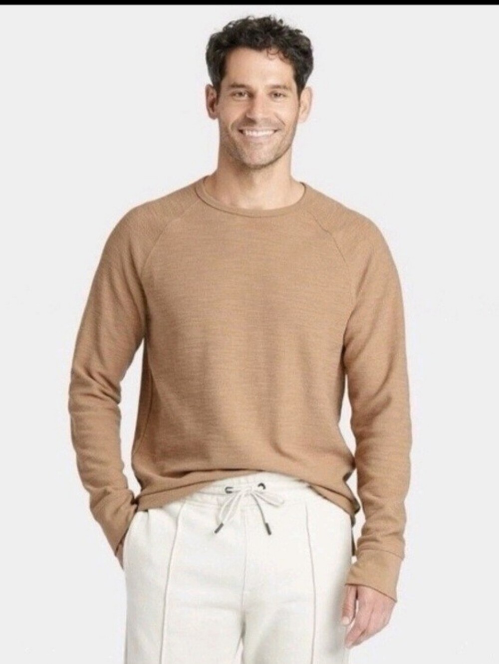Goodfellow & Co Textured Pullover Shirt Sweater Camel Brown XL Casual Everyday